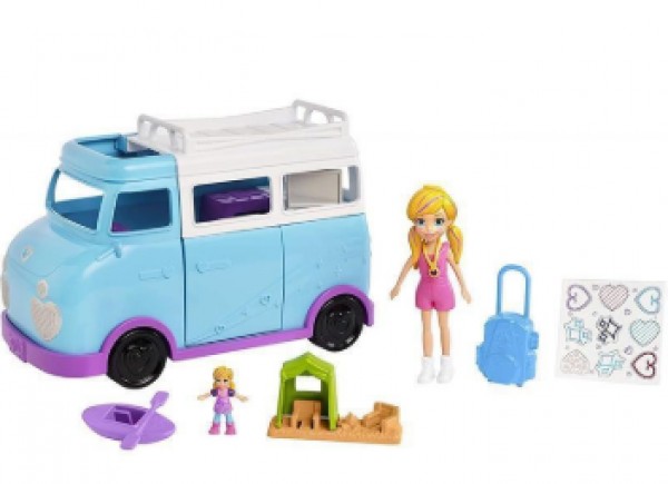 Polly Pocket Furgoneta de Campamento Muñeca y Accesorios